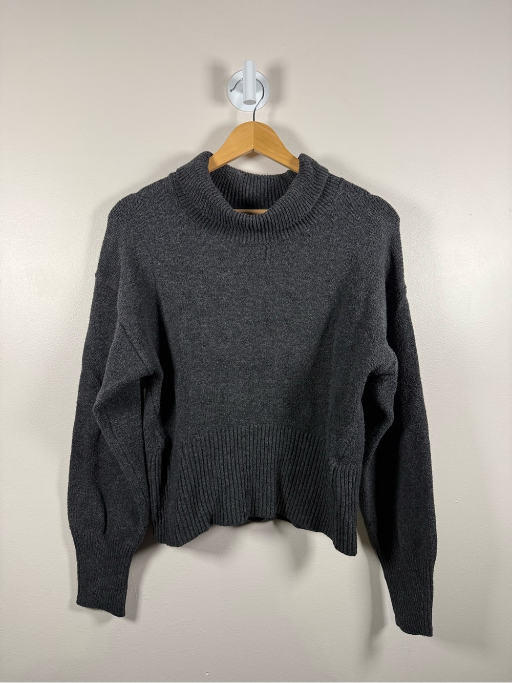 a new day Charcoal Ribbed Crop Turtleneck Sweater